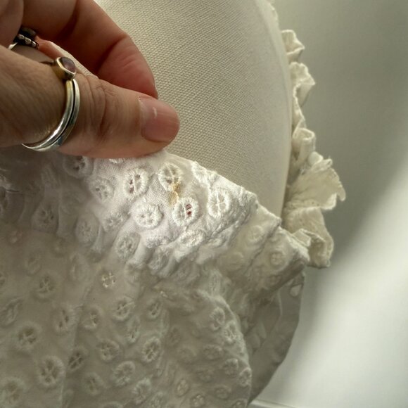 Saloni Olivia Cotton Midi Dress White Eyelet Lace  Embroidered  US 8 - Picture 8 of 14